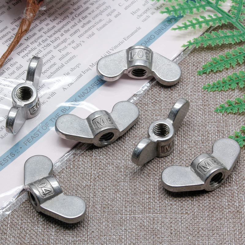 [Australia - AusPower] - 12Pcs M8 Wing Nuts 304 Stainless Steel Butterfly Nut Hand Twist Fasteners Hardware Parts (1/4 Inch) 
