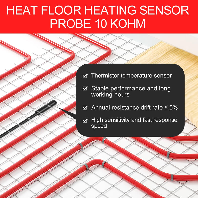 [Australia - AusPower] - 2 Pack Floor Heat Sensor Probes 10 Kohm Underfloor Sensor Probe 10kohm Temperature Floor Sensor 