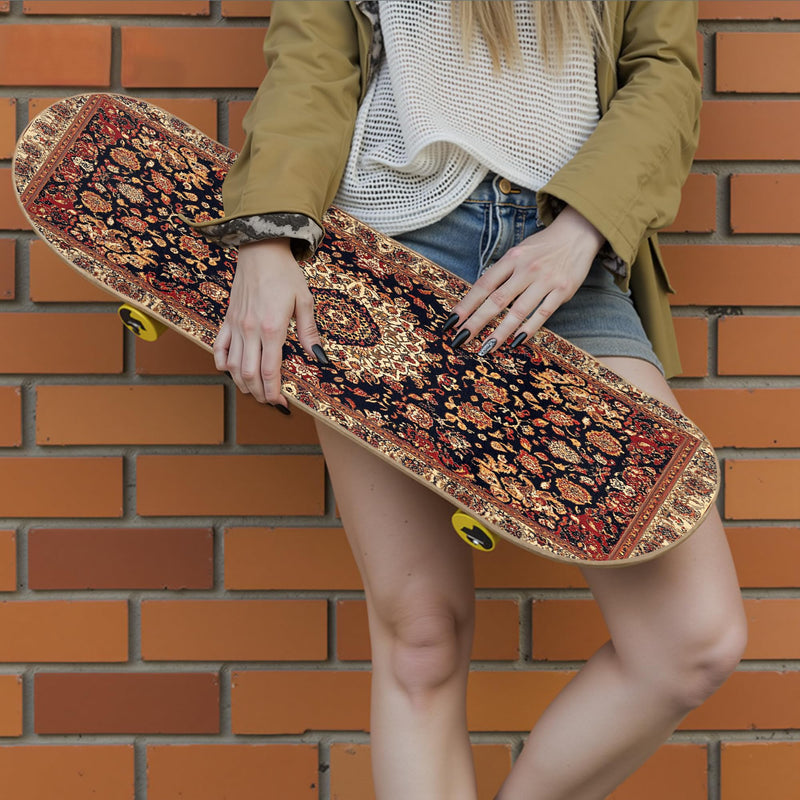 Vintage Brown Rug Grip Tape Dark Brown Retro Carpet Western Aesthetic Skateboard Grip Tape 33x9 inch Non-Slip Sandpaper Tape, Grip Tapes for Skateboard Longboard Roller Board Stair Treads Brown carpet