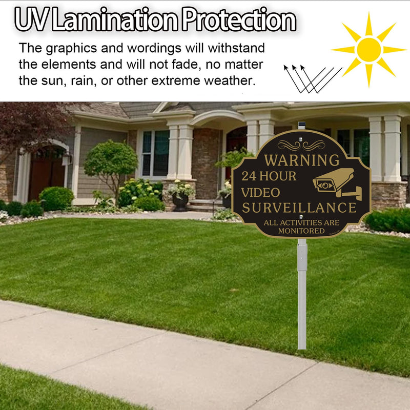 [Australia - AusPower] - No Trespassing - This Property Has Video Surveillance Sign?2 Pack?,11" X 8" X 0.04" Metal Sign x 2 & 28" Metal Stakes Included x 2,-Reflective Aluminum,Fade Resistant And Weather Resistant. 2 Pack with stake 
