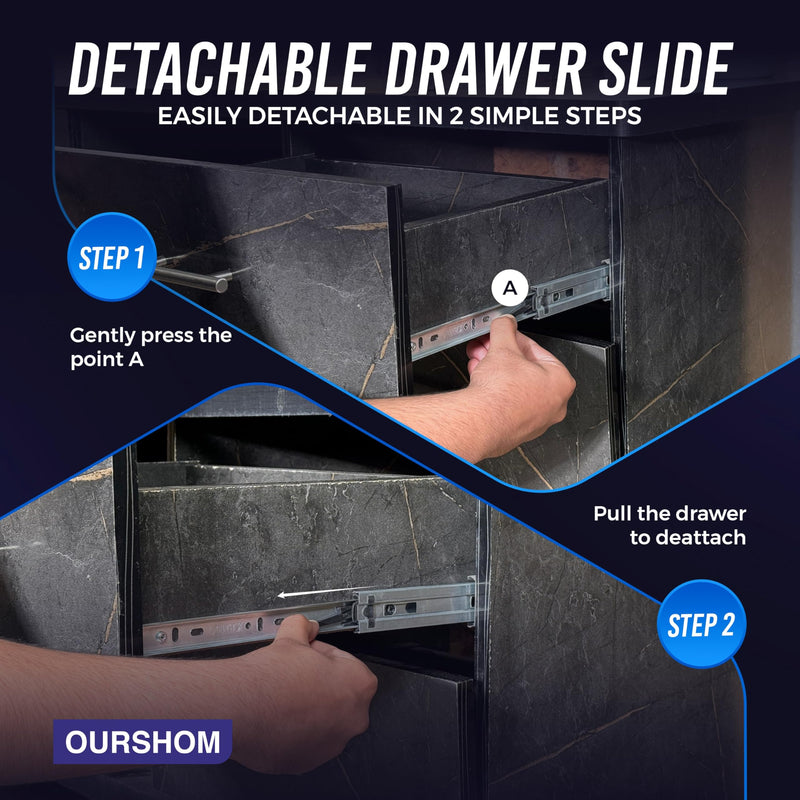 [Australia - AusPower] - Drawer Slides 12 Inches  Side Mount, Heavy Duty Drawer Slides Metal Ball Bearing Full Extension Drawer Rails for Kitchen Cabinets & SideTables 100 LB Capacity Silver-1-Pair 12 Inch 