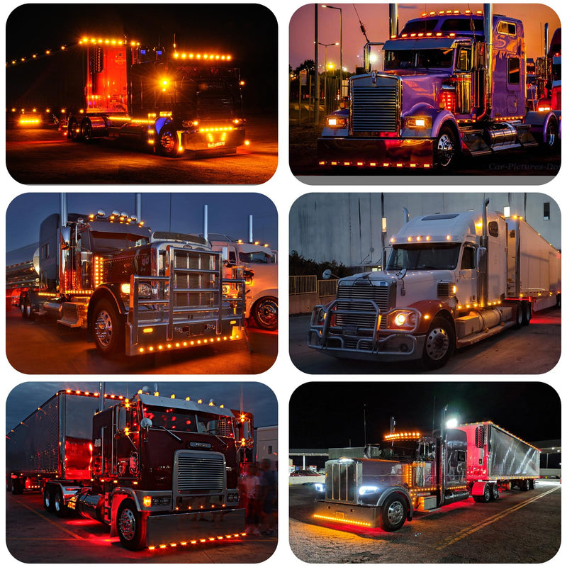 [Australia - AusPower] - LOQOMI 20 PCS 3.5 inch LED Trailer Lights Kit with Chrome Bezel, Front Rear Side Marker Clearance Indicators Light Lamp, Amber + Red Dc12-24V Waterproof Universal Accessories (With Screws) 20PCS (3.5inch) Amber+Red 