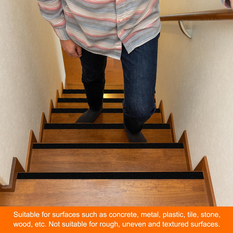HARFINGTON Anti Slip Traction Tape 1" x 16.4ft Waterproof Non-Slip Grip Tape High Friction Weather Resistant Non Skid Stair Treads Tape for Indoor Outdoor Stair Steps, Yellow Black 1" x 16.12ft