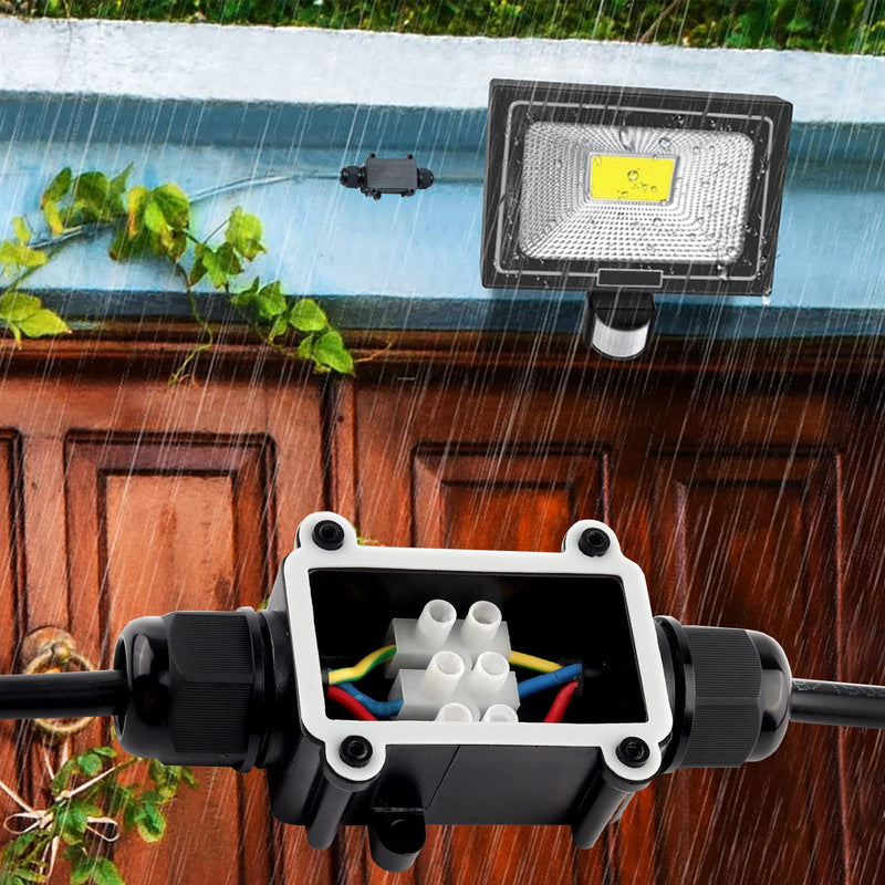 [Australia - AusPower] - Elezenioc IP68 Waterproof Junction Box, 2 Way M20 Junction Box, Outdoor Waterproof for 5-15 mm External Electrical Power Cable Boxes, Cable Connector for Outdoor Junction Box, Black 