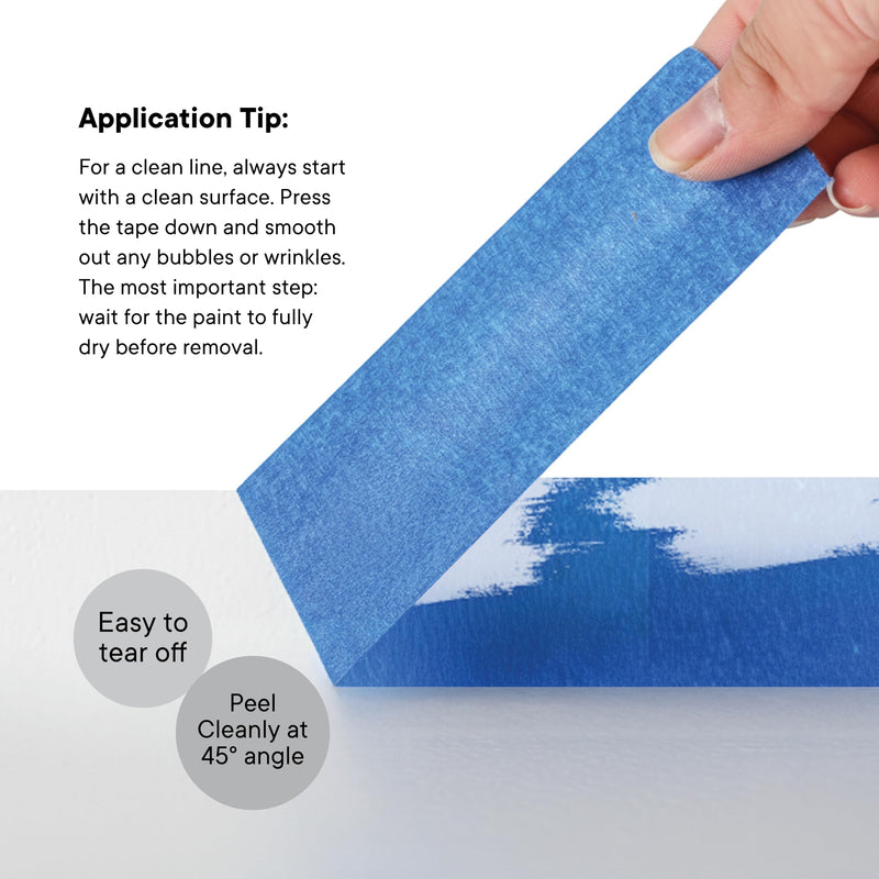 TAPEWELL Multi-Surface Blue Painters Tape 1 Inch (0.94 X 60 Yards), No Resuide, Removes Easily Blue Masking Tape, Pack of 18