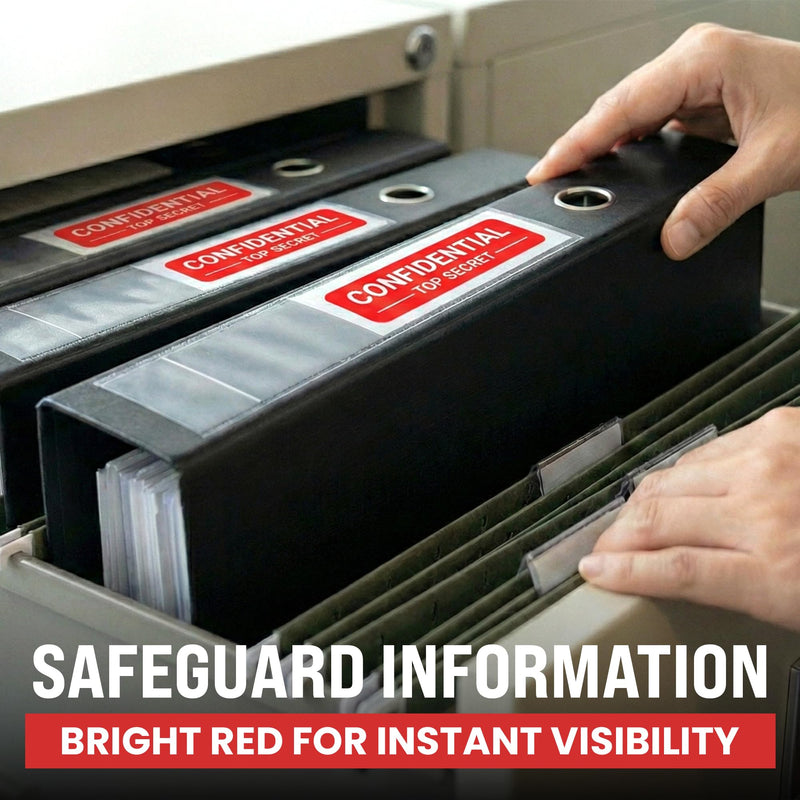 500pcs Confidential Top Secret Stickers for Special Handling Documents, 4" x 1" Bright Red Perforated Labels