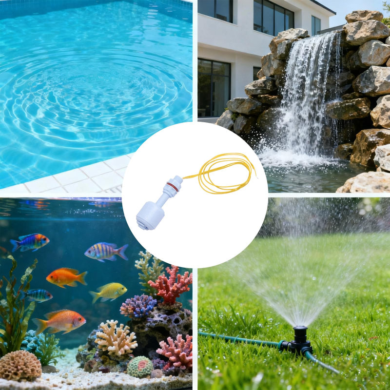 PP Float Switch Set of 4 - High Quality Float Switch with Level Sensors and Level Switch, Compact Liquid Sensor for Water Tank, Aquarium, Rain Barrel, Pump, Compatible with Swimming Water