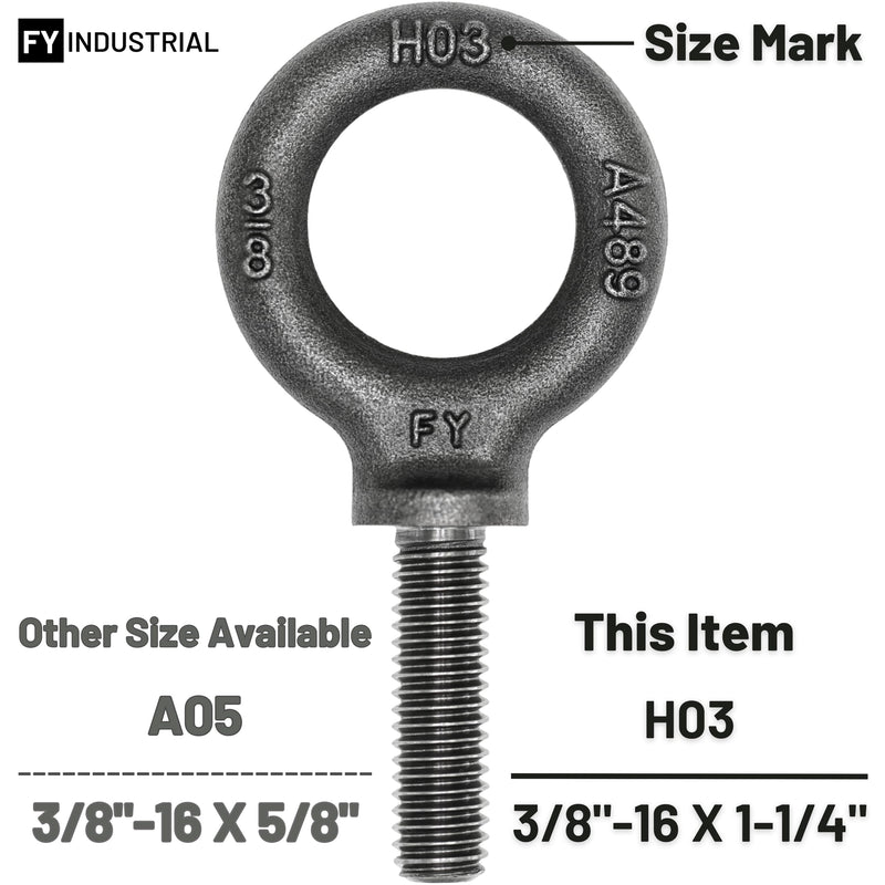 5 Pcs Lifting Shoulder Eye Bolts 3/8"-16 X 1-1/4" 3/8"-16 X 1-1/4" Self Colored 5