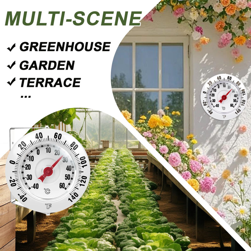 [Australia - AusPower] - CloudHand 5 Inch Indoor Outdoor Thermometer with Mounting Bracket, Big and Bold Dial Thermometer, Easy to Read Numbers for Patio, Pool, and Indoor Areas, White 