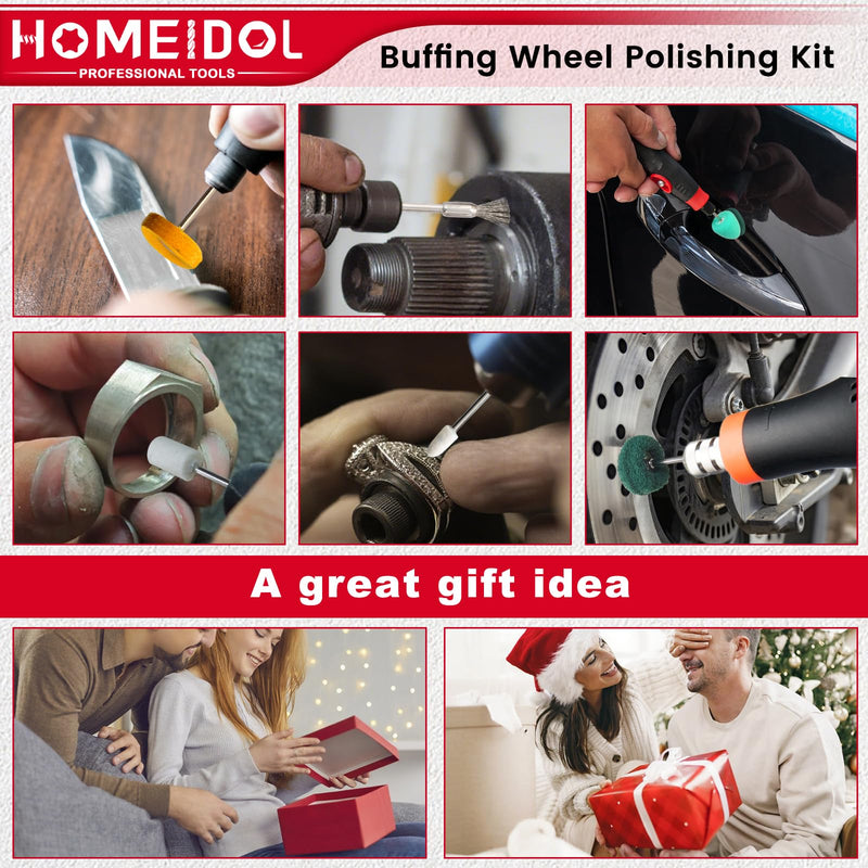 78PCS Buffing Wheel for Dremel Polishing Kit, HOMEIDOL 1/8" Shank Polishing Buffing Wheel for Dremel Tool Accessories with Buffing Compound, Abrasive Wheel Buffing Polishing Wire Brush Polishing Bits