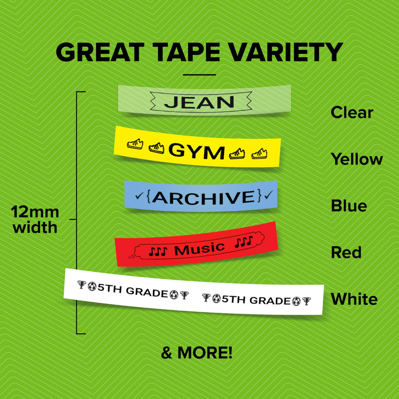 DYMO Authentic LT Plastic Labels | 12 mm x 4 m Roll | Black Print on Green Labels | for LetraTag Label Makers Black on Green