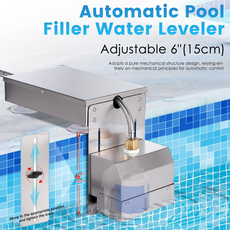 [Australia - AusPower] - Automatic Pool Filler Water Leveler Auto Fill Pool Waterfall Water Level Control with Float Valve for Swimming Pool Spa Pond Pool Auto Fill (Silvery) Silvery 