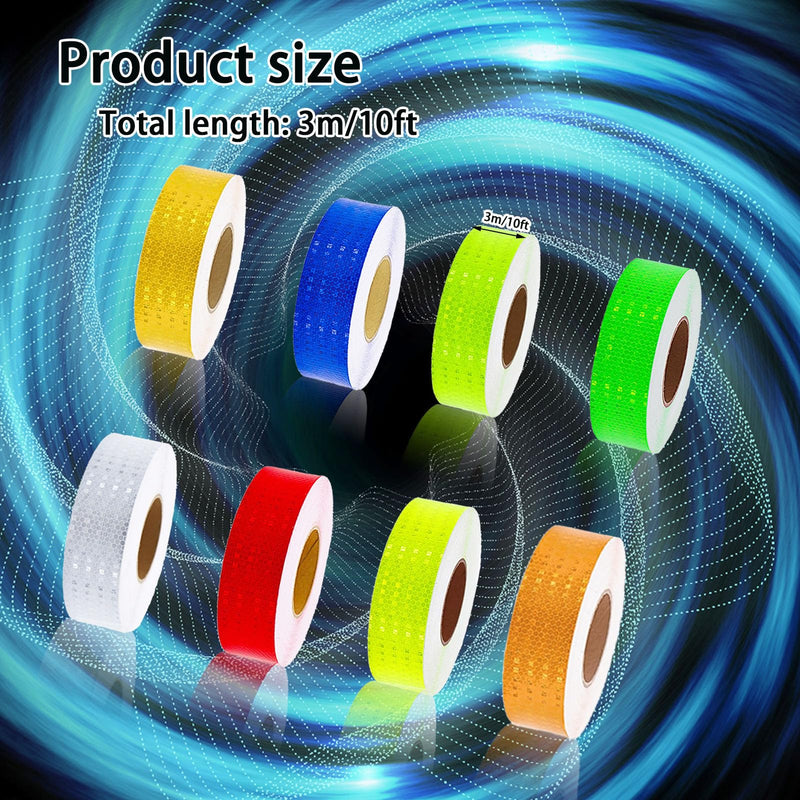 8 Rolls of 8 Colors High-Visibility Reflective Tape Safety Reflective Stickers - Waterproof Self-Adhesive Safety Stickers for Outdoor Nighttime Visibility, Trailers, Clothing, Vehicles (1 in x 80 ft.)