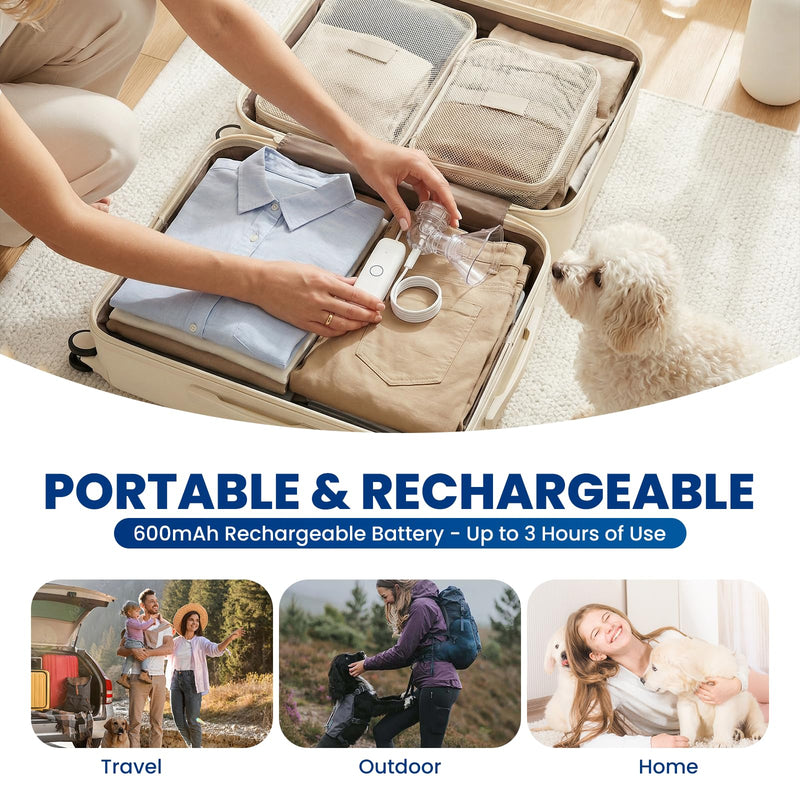 [Australia - AusPower] - iKeener Pet Mesh Nebulizer for Dogs & Cats, Portable Nebulizer for Pet Breathing Problems, 2 Adjustable Mist Modes, Low Noise, Rechargeable 600mAh Battery, Auto Shut-Off 