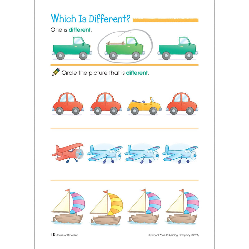 [Australia - AusPower] - School Zone Preschool Basics Workbook: Pre-K, Beginner Reading, Early Math, Colors, Numbers, Counting, Matching, Grouping, Beginning Sounds, Ages 3-5 