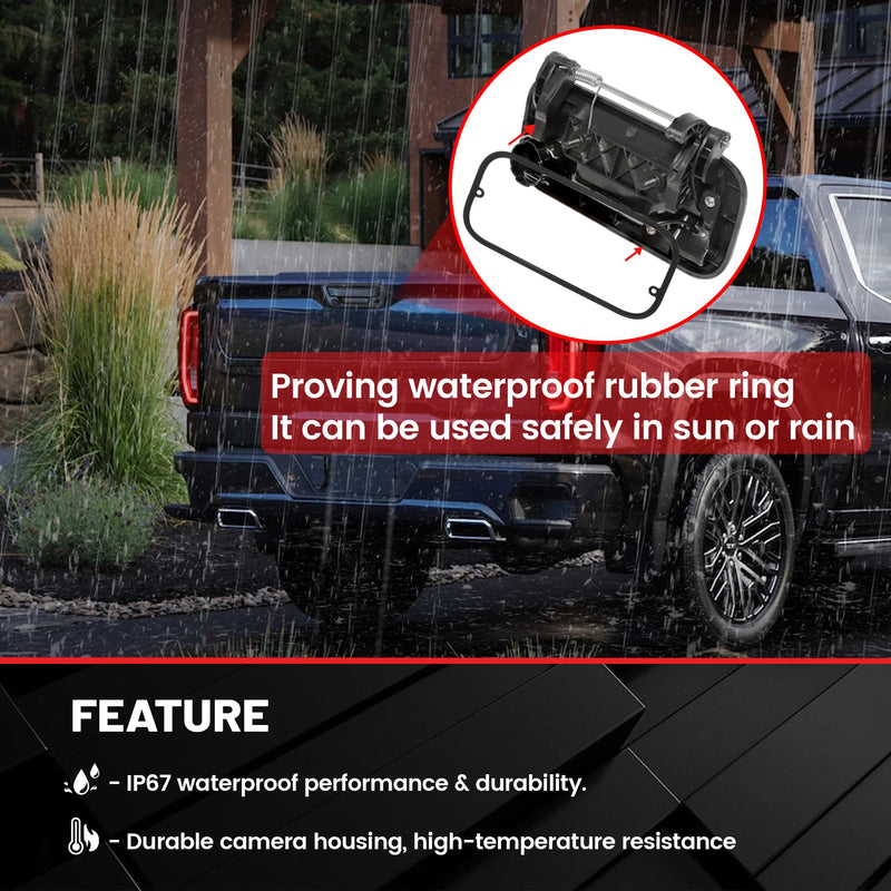 [Australia - AusPower] - RED WOLF Tailgate Handle W/Reverse Backup Camera Replacement for 2004-2014 Ford F150, 2008-2016 F-250/F-350/F450/F550 Pickup Rear View Parking Camera RCA Connector Wide Angle Optional Guideline 