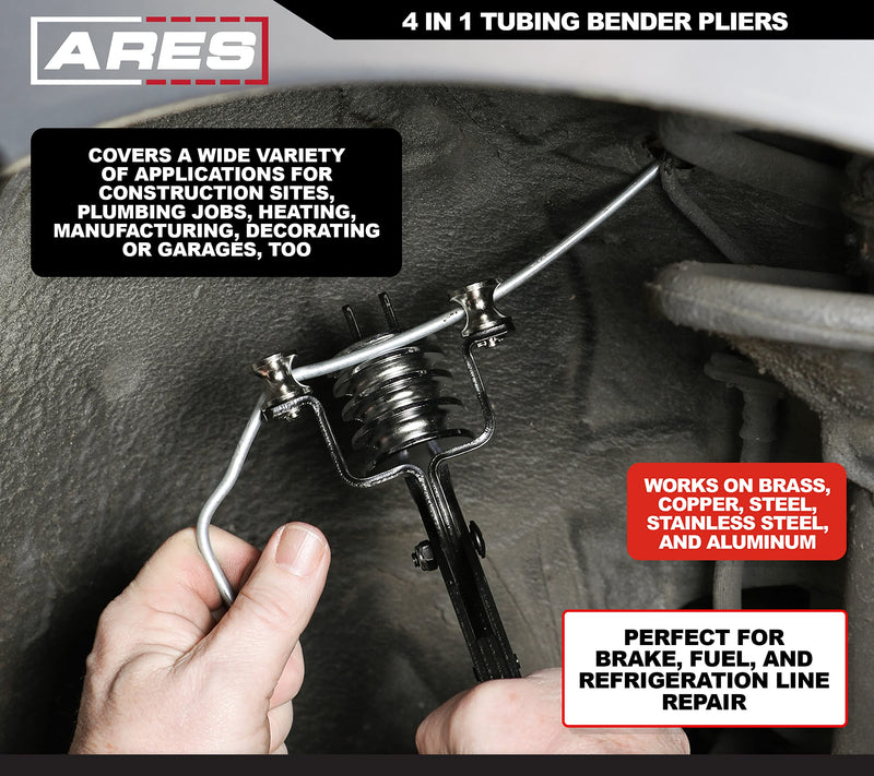 ARES 10023-4-in-1 Quick Change Tubing Bender Pliers - Easily Make 90 Degree Bends in Brass, Copper, Steel, Stainless and Aluminum - Works for 3/16-Inch, 1/4-Inch, 5/16-Inch, and 3/8-Inch Tubing 4-in-1 Quick Change Tubing Bender Pliers