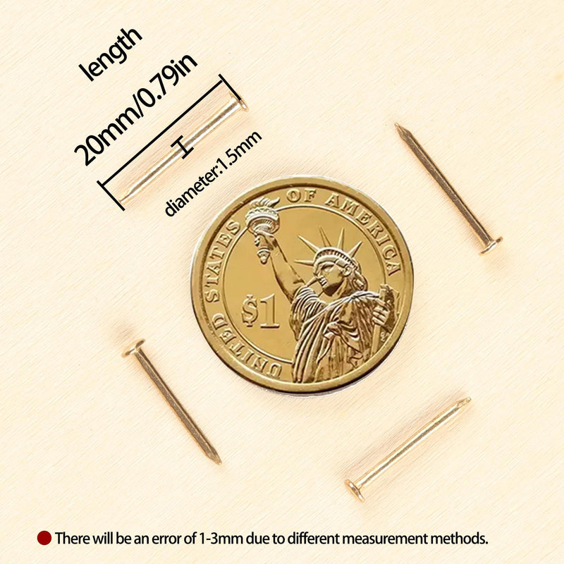 [Australia - AusPower] - newlng 500PCS Small Nail Round Head Tiny Nails String Art Nails Hand-Made Hardware Accessories Fasteners Mini Nails 1.5mm X 20mm/0.06"X0.8"(DXL) Golden Golden1.5*20mm 