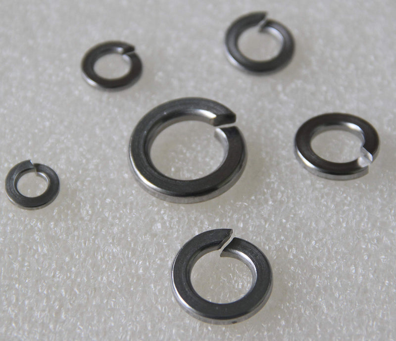 [Australia - AusPower] - 304 Stainless Steel Split Lock Washer Kit, Spring Lock Washer 1/4" 5/16" 3/8" 7/16" 1/2" 5/8",6Sizes/100Pcs 1/4" to 5/8"- 6Sizes Split style 