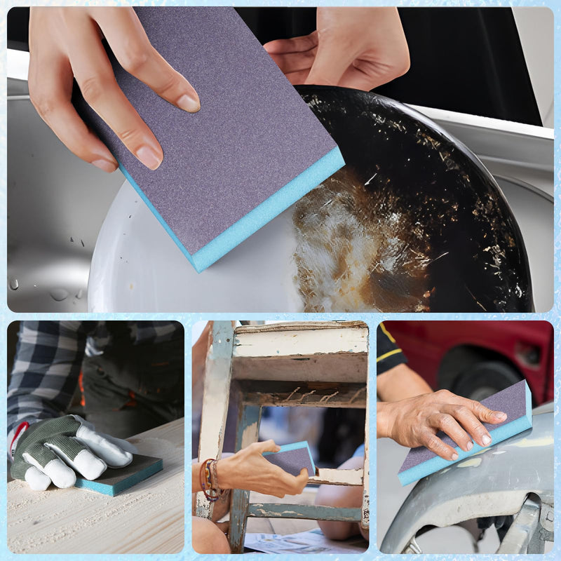Pack of 12 Sanding Sponge Dry & Wet Sandpaper 60/80/120/220/320/400 Grit Coarse Fine Sandpaper Set Sandpaper for Wood, Metal, Wall, Paint, Car Paint MIX