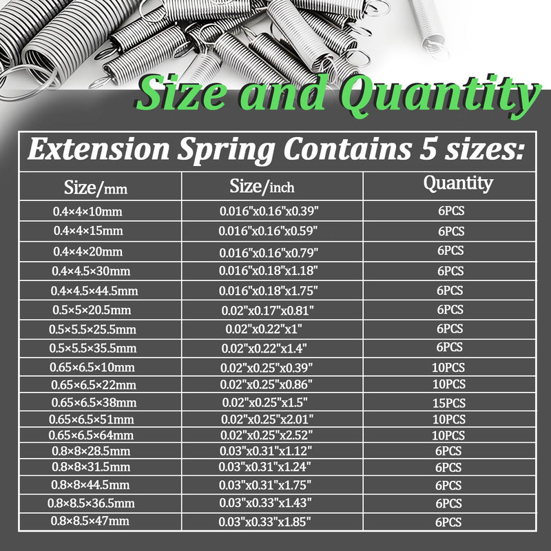 [Australia - AusPower] - 133PCS Extension Spring Assortment Kit 25 Different Sizes Zinc Plated Extension Spring for Home Repairs & DIY 133PCS 