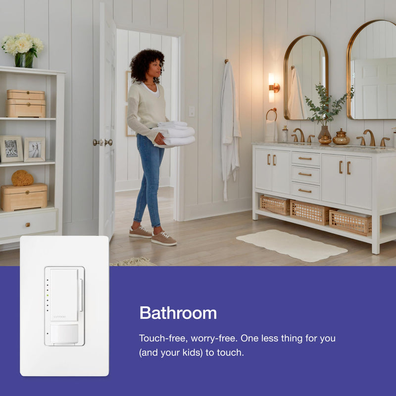 Lutron Maestro LED+ Motion Sensor/Dimmer Switch | 150W LED | Single Pole/Multi-Location | MSCL-OP153M-SW | Snow 1 Pack