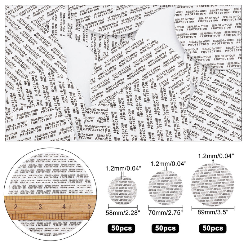 [Australia - AusPower] - NBEADS 150 Pcs 3 Sizes Pressure Sensitive Seals, 58mm/70mm/89mm Waterproof Foam Lid Liners Round Safety Tamper Resistant Jar Seals Bottle Seals for Cosmetic Plastic Glass Jar Lid Canning Vials 