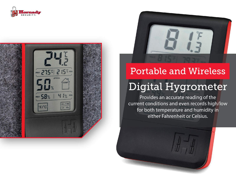 [Australia - AusPower] - Hornady Digital Hygrometer, 95909 - Indoor Temperature and Humidity Monitor with Touchscreen LCD Display - Ideal Room Thermometer Hygrometer for Gun Safes & Cabinets, Closets, Workbench & More 