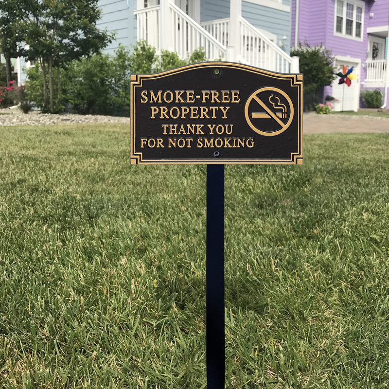 SmartSign Smoke Free Property Sign for Yard, Thank You for Not Smoking Garden Plaque | 5.75" x 9.5" Aluminum Plaque with 18" Black Lawn Stake, Premium No Smoking Sign, Made in USA