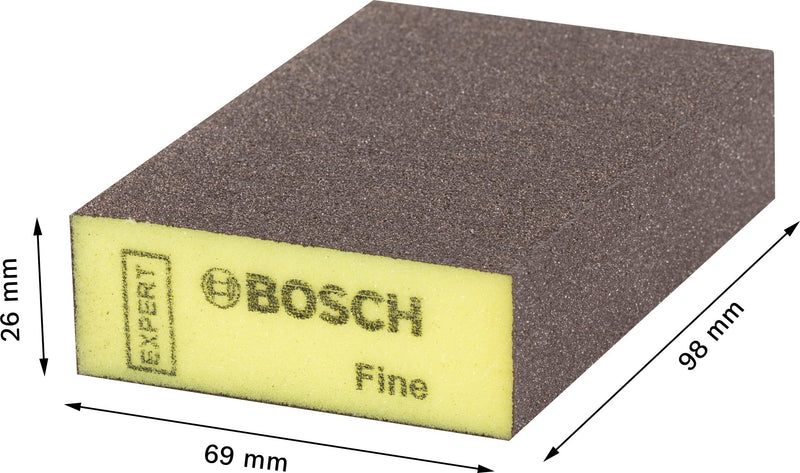 [Australia - AusPower] - Bosch 1 x Expert S471 Standard Sanding Sponges (for Paint on Wood, Softwood, Diameter 69 x 97 x 26 mm, Fine, Professional Accessories Hand Sanding) Brown 1 x S471 Standard Block 
