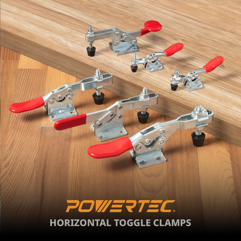 [Australia - AusPower] - POWERTEC 1PK Toggle Clamp, 500 lbs Holding Capacity, 225D Quick Release Horizontal Clamps w/ Antislip Rubber Pressure Tip for Woodworking Jigs and Fixtures, Welding, Drill Press, Crosscut Sled (20301) 225D, 1PK 