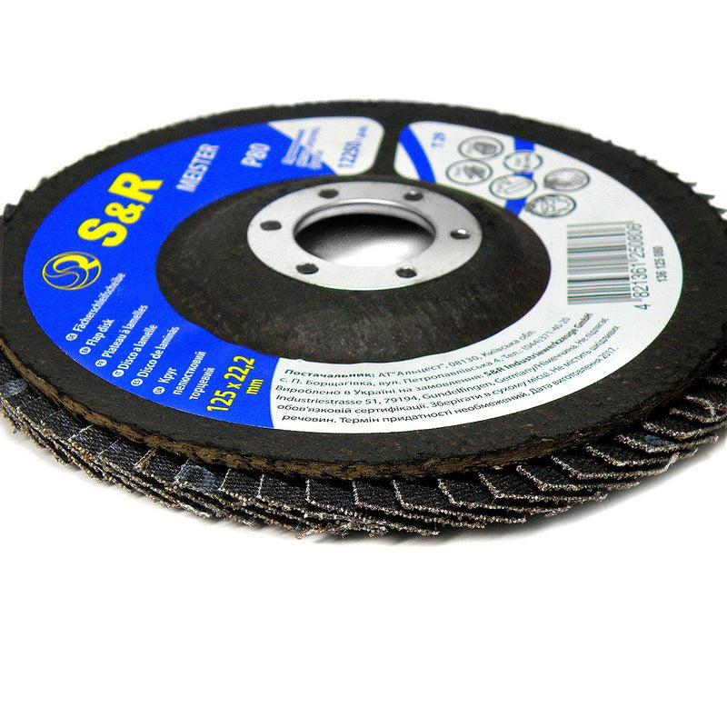 [Australia - AusPower] - S&R Flap Sanding Discs Set of 5 for Angle Grinder Grit 80, 125 x 22.2 mm, Sanding Discs, Flap Discs, Grinding Discs, Flap Discs, for Sanding Wood, Metal, Steel Grit P80 