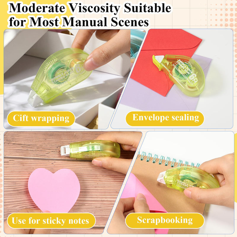 AmazingSpark 40 Pcs Operation Double Sided Tape Roller Bulk, 0.24inch x 19.67ft Scrapbook Tape, Adhesive Glue Roller for Scrapbooking Supplies Journaling School Office Supplies (Yellow) Yellow