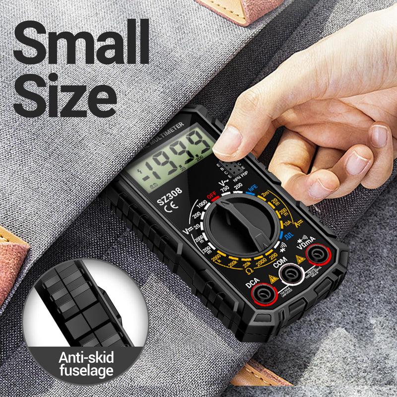 [Australia - AusPower] - ANENG Multimeter,SZ308 DC AC Volt Meter,Ohm Digital Multimeter Tester,Measures Voltage,Current,Resistance,Continuity,Diodes, Electrical Tester for Househould Tools,Automotive Battery Test SZ308 Black (With 16-piece test set) 
