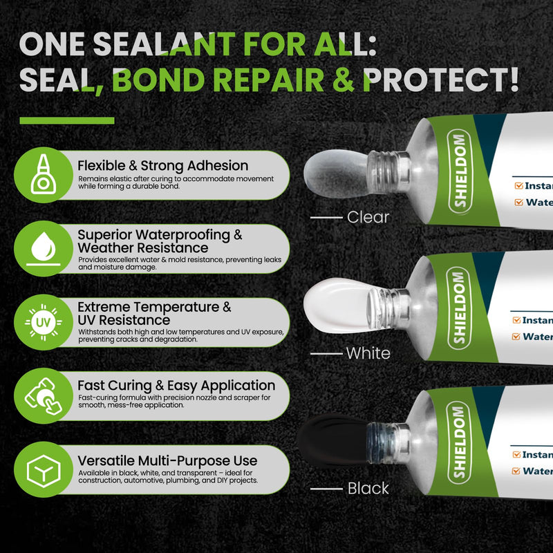 [Australia - AusPower] - RTV Silicone Adhesive Sealant 100% Silicone Sealer All-Purpose Caulk Waterproof Stronger Adhesion, Shrink & Crack Proof Caulking for Car, Kitchen, Window, Bathroom, Door (White, 3.4 Fl. Oz.) White 3.4 Fl. Oz. 