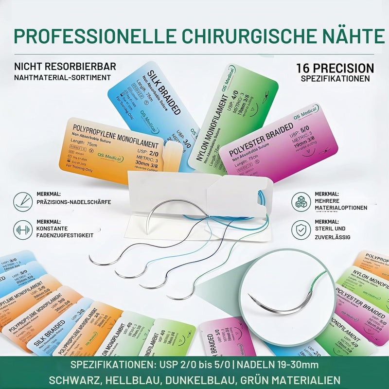 40 Pieces Suture Material, Suture Material, Ideal Seam Exercise Thread for Students, Needle and Thread Set, Ideal Seam Exercise Thread for Students