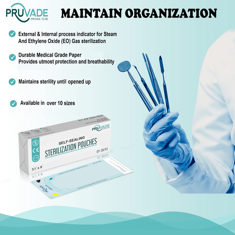[Australia - AusPower] - Sterilization Pouches - 200 Pack 3.5” x 10” Sterilizer Bags for Dental Offices - Autoclave Self Sealing Sterilization Pouch for Dental Instruments, Nail Techs, Tattoo, Medical Lab- 3.5” x 10” 3.5" X 10" 