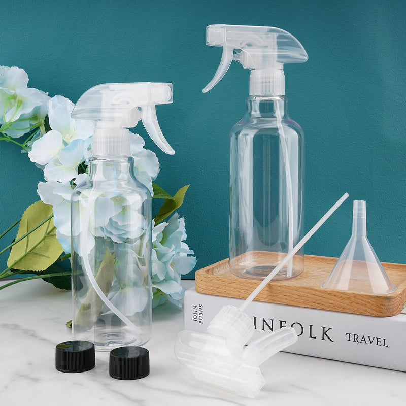 [Australia - AusPower] - Plastic Spray Bottles Empty Spray Bottle 16.9oz/500ml 2 Pack Heavy Duty Spraying Bottles Mist/Stream Water Bottle for Cleaning Solutions, Plants, Pet, Essential Oils, Hair, Cooking (Clear) Clear 