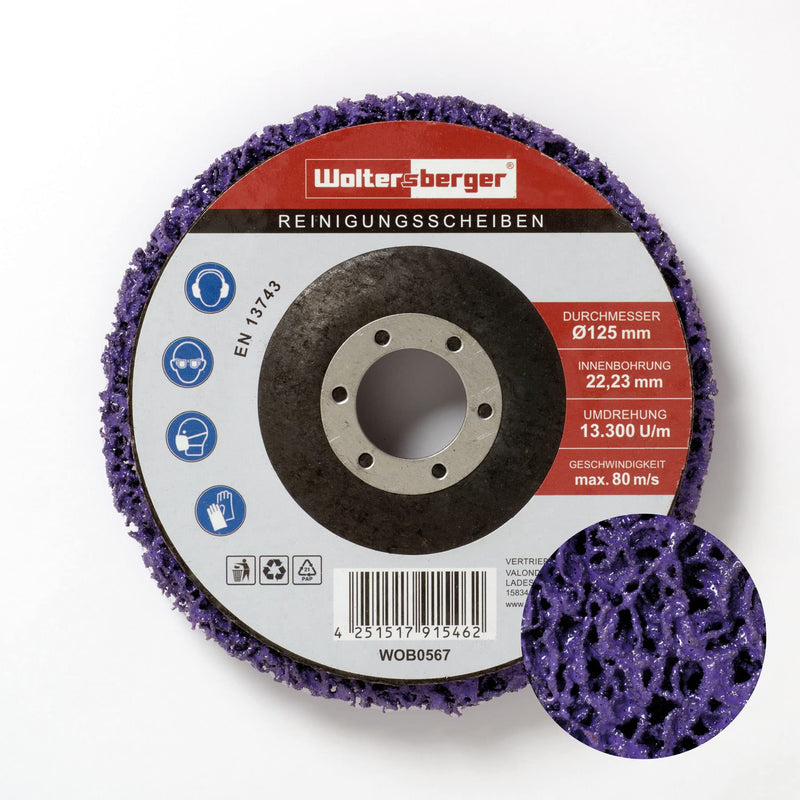 [Australia - AusPower] - Woltersberger® Pack of 5 Coarse Cleaning Discs Diameter 125 mm CSD Cleaning Fleece CBS Nylon Fabric Disc Purple for Angle Grinder Rust Remover for Flex 125mm 