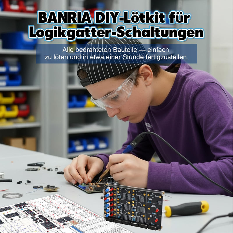 DIY Logic Gate Soldering Kit with LED Display | Electronics Soldering Kit for Learning to Solder with AND OR NOT NAND NOR XOR XNOR, Digital Logic Circuits for Students, Schools, STEM