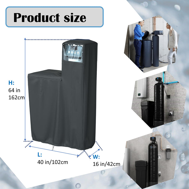 Santiano Water Softener Cover - All-Season Use,900D waterproof Oxford，Shield Your Outdoor Water Softener!Transparent Window Design,Dustproof, Waterproof, Sun Protection,(64x40x16 Inches, Black) .