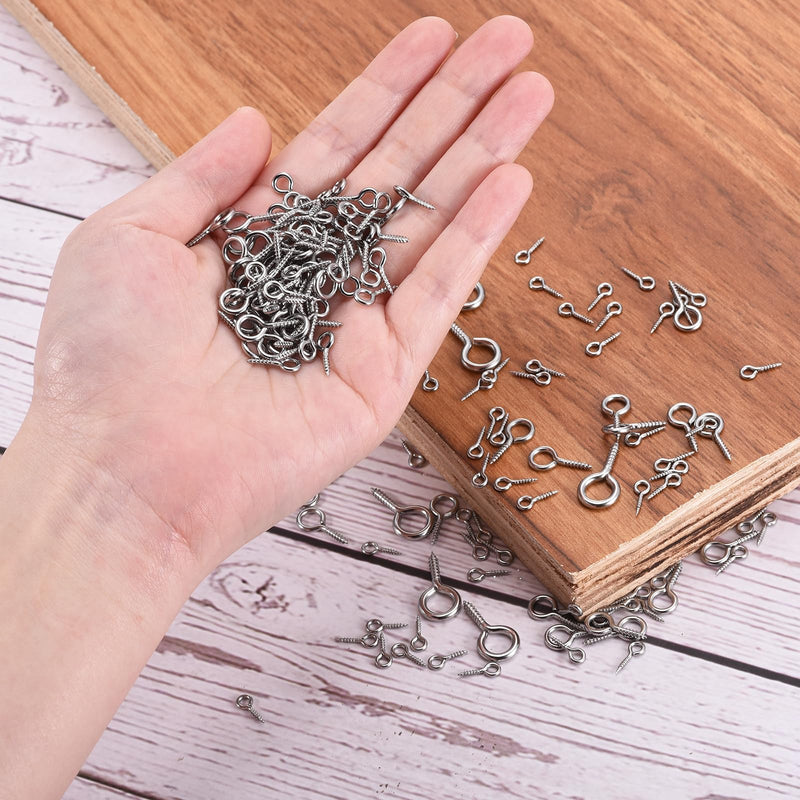 [Australia - AusPower] - uxcell 10Pcs Eye Screws, 304 Stainless Steel 20x10mm Small Self Tapping Screw Hooks Ring Mini Eye Pins for DIY Handwork Wooden Clay Pendants Cork Bottles, Silver 10 