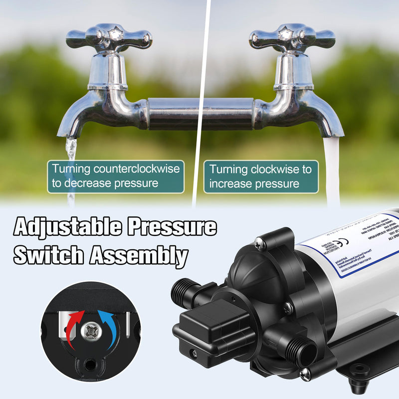 Dreyoo 40-80 PSI Water Pressure Pump Pressure Switch Assembly for 12V 24V 110V 115V Water Pump, Adjustable Switch Replacement Kit Compatible with Most Brands (2 Pack) 2