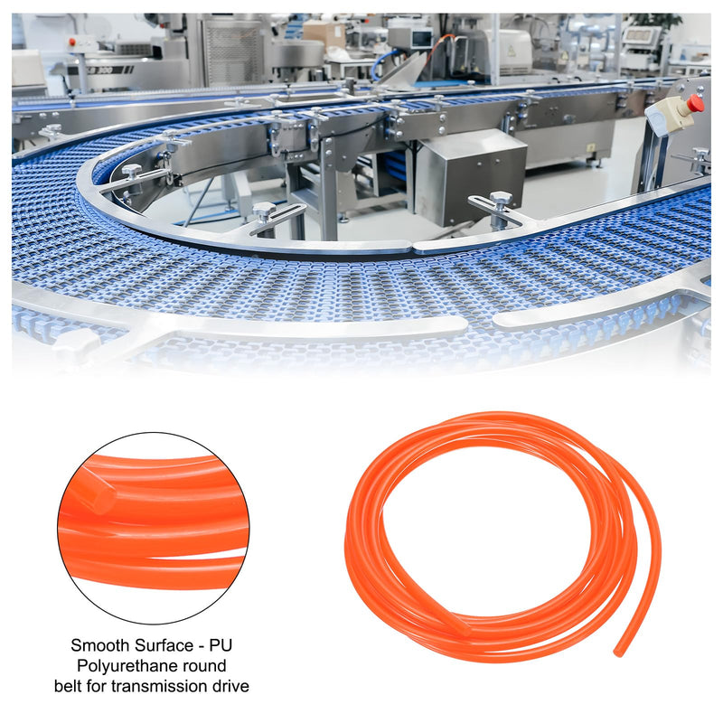 [Australia - AusPower] - uxcell Polyurethane Round Belts 5mm Dia, 3 Meters (10ft) Length PU Polyurethane Belt for Drive Transmission (Smooth Surface, Orange) 5mm×3m (D×L) 1 
