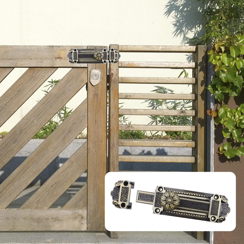 Geesatis 2Pcs Bronze Slide Door Bolt Gate Security Lock Latch Antique Sliding Door Window Latch, with Mounting Screws, Length 5 inch A-2 Pcs-Bronze