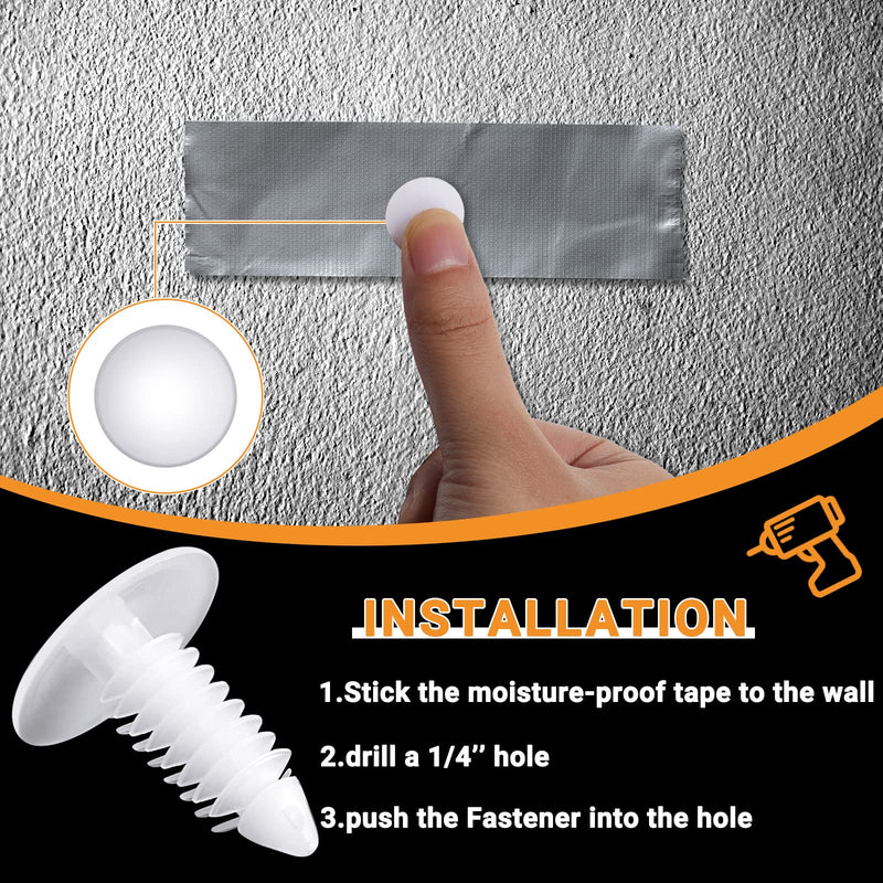 [Australia - AusPower] - Taiyin 1" Vapor Barrier Christmas Tree Clips Plastic Nylon Rivet Clips White Furniture Assembly Shelves Retainer for Crawlspace Barrier Poly Liners, Covers and Encapsulations(200 Pcs) 200 