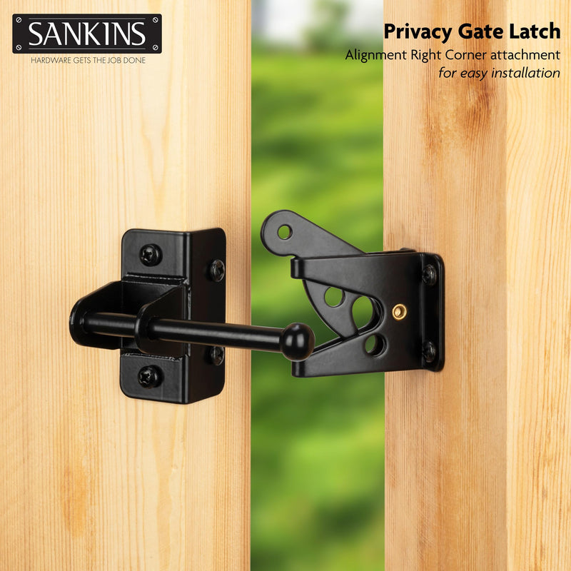 Self-Locking Gate Latch for Wooden Fence Gate Heavy Duty, Post Mount Automatic Gravity Lever Gate Fence Door Latches for Wooden Fence Secure Pool Garden Shed, Black, 2 Pcs, Normal