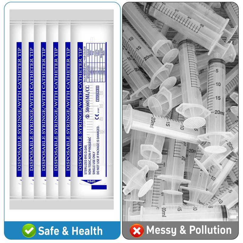 [Australia - AusPower] - Pack of 6 60 ml Syringe Large Syringes for Science Laboratories Without Needle for Refilling and Measuring Oil Adhesive Applicator of Liquids Feeding Pets Scientific Laboratories 