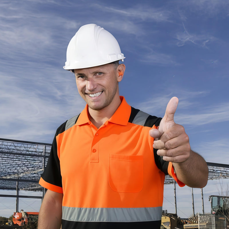 Safety Shirt for Men Hi Vis Reflective Shirt Workwear,Quick Drying Breathable Soft T Shirt Large Orange+black