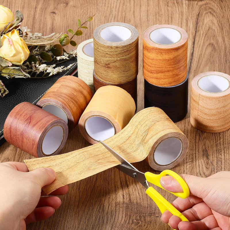 PATIKIL Wood Grain Repair Tape 8" X30', Self Adhesive Realistic Textured Repair Tape Patch with Scraper for Floor Door Table Cabinets Desk, Dark Brown Oak 8 IN X 30 FT